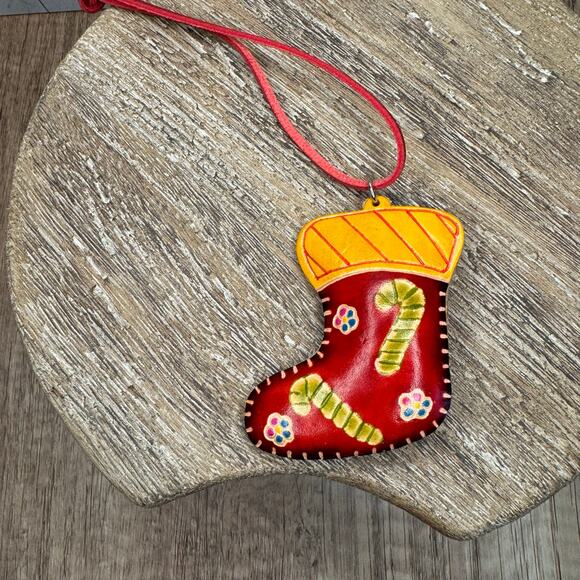 Christmas Stocking Purse Charm Genuine Leather Christmas Bag Charm Holiday Flair - Picture 5 of 8